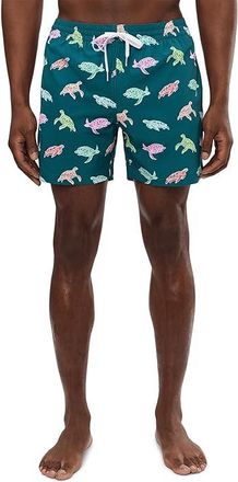 Chubbies The Turtally Awesomes 5.5 (Classic Lined Swim Trunks) Mens Swimwear Teal-pattern Based : 2XL, Polyester/Spandex