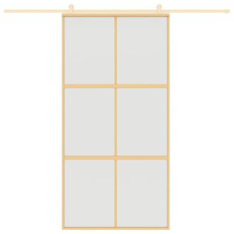 Berkfield Home Sliding Door Gold 102.5x205 cm Frosted ESG Glass & Aluminium