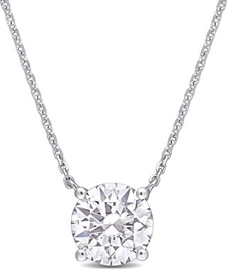Mimi & Max 1 4/5 CT TGW Created Moissanite Solitaire Pendant With Chain in 14k White Gold