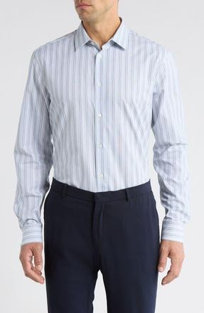 Paul Smith Tailored Fit Stripe Cotton Dress Shirt in Light Blue at Nordstrom, Size 16.5