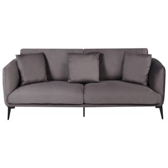 Beliani Beliani - Sof&aacute; Moderno De Terciopelo 3 Plazas Con Cojines Patas De Metal Gris Pardo Bodum