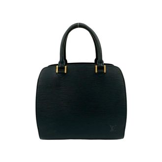 Louis Vuitton Black Leather Handbag Tote Bag (Pre-Owned)