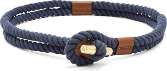 Lauren Ralph Lauren Leather-Trim Rope Toggle Skinny Womens Belt Womens Belts Refined Navy/Lauren Tan : XL (40 Waist)