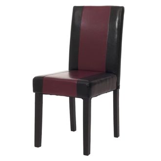 Hhg [nunca Usado] Littau Silla De Comedor, Silla De Cocina, Piel Sint&eacute;tica, Negro/rojo, Patas Oscuras