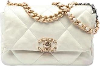 Chanel Pre-owned Medium 19 Flap Bag - Dames - Vintage Schoudertas - Wit - ONE Size - Leer - Vintage