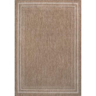 Jonathan Y Designs Lido Traditional Casual Pinstripe Border Indoor/Outdoor Area Rug in Beige/cream at Nordstrom, Size 3Ft 0In X 5Ft 0In