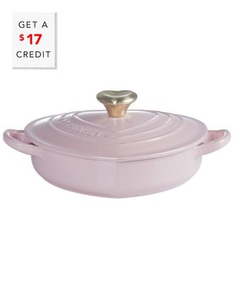 LE CREUSET Shallow Pink Heart Cocotte With Light Gold Knob With $17 Credit