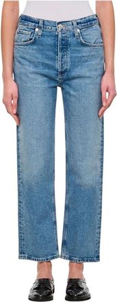 Citizens Of Humanity Straight Fit Jeans, female, Blue, W28, High-Waisted Cropped Straight Leg Jeans