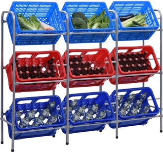 vidaXL Vidaxl - Estanter&iacute;a Almacenaje Para 9 Cajas Acero Plateado 145x33x116 Cm