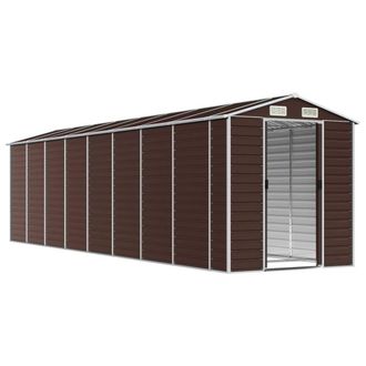 Berkfield Home Garden Shed Brown 191x725x198 cm Galvanised Steel | Size: 191 x 725 x 198 cm