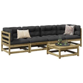 vidaXL Juego De Sof&aacute;s De Jard&iacute;n 5 Piezas Madera De Pino Impregnada Vidaxl