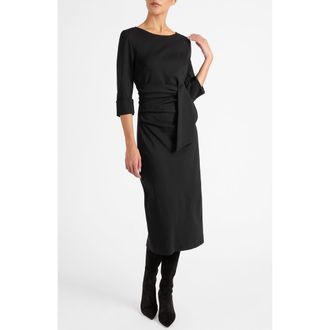 Santorelli Trinity Midi Sheath Dress in Punto Milano in Black at Nordstrom, Size 2