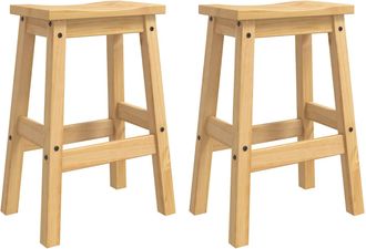 vidaXL Taburete De Bar 2 Uds. Cera De Miel 44 X 30 X 63 Cm Pino Macizo Vidaxl