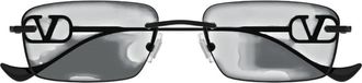 Valentino Rechthoekige Zonnebril - Dames - Zonnebrillen - Zwart - ONE Size - Accessoires