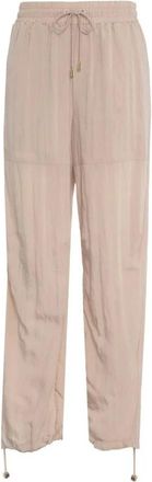 Liu Jo Broeken, Dames, Beige, XS, Beige Joggers met Gouden Details