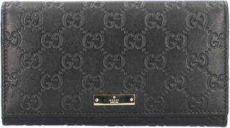 Gucci Black Leather Long Wallet (Bi-Fold) (Pre-Owned)