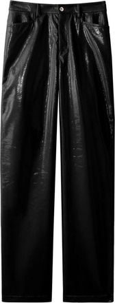 Proenza Schouler Zwarte Canvas Rechte Pijpen Broek - Dames - Straight fit broeken - Zwart - M - Polyester - Broeken