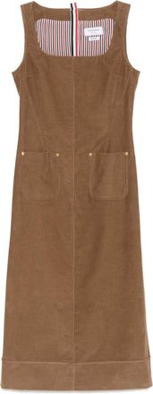 Thom Browne Abito midi a coste - Marrone