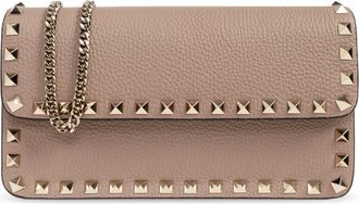 Valentino Garavani Accessoires, Dames, Beige, ONE Size, Leer, Rockstud Portemonnee aan ketting van leer