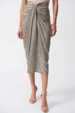 Joseph Ribkoff Foiled Draped Pencil Skirt In Beige/gold