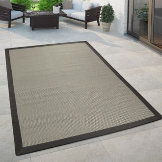 Paco Home Paco Home - Alfombra De Tejido Plano Interior Y Exterior Moderno Aspecto Natural Monocolor Gris 120x170 Cm