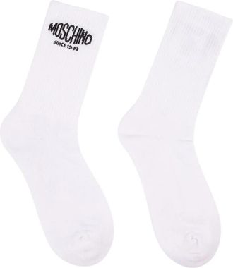 Moschino Calzini in Cotone - Heren - Sokken - Wit - ONE Size - Katoen - Ondergoed