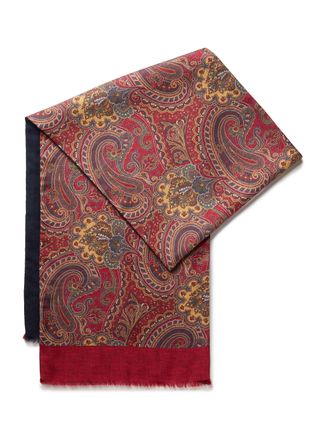 Oliver Brown Wool and Silk Paisley Scarf - Red