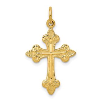 Diamond2Deal 14k Yellow Gold Fleur De Lis Cross Pendant