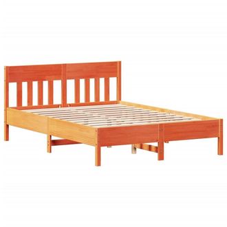 Berkfield Home Bed Frame without Mattress Wax Brown 140x200 cm Solid Wood Pine in Burnt Orange