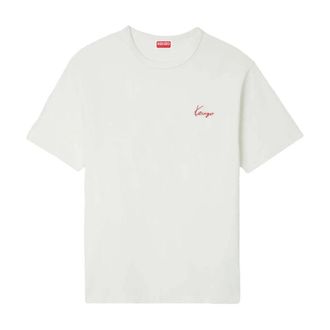 Kenzo Tops, Heren, Wit, L, Katoen, Archive Rose Outlined T-Shirt