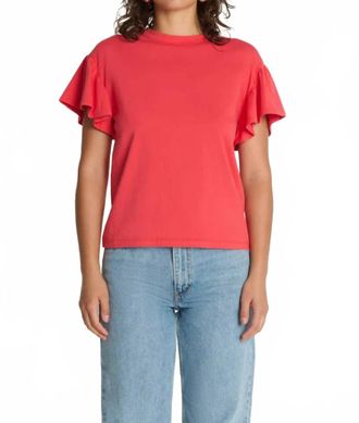 Nation Ltd Camille Ruffle Sleeve Top In Flora/red