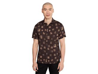John Varvatos Loren Shirt W690s26 Mens Clothing Espresso : LG, Cotton/Viscose