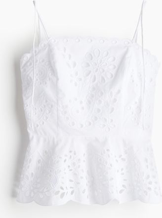 H&M Trägertop mit Broderie Anglaise - White
