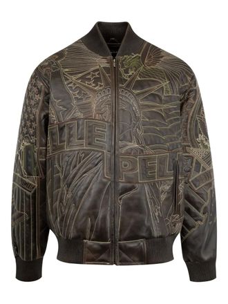 Who Decides War by Ev Bravado x PP Monument leather jacket - Brown