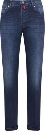 Kiton Slim Five-Pocket Jeans - Heren - Slim Fit Jeans - Blauw - W33 - Katoen - Jeans
