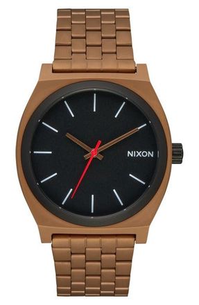 Nixon The Time Teller Bracelet Watch, 37mm in Bronze /Black at Nordstrom