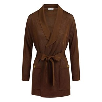 Elisabetta Franchi C&aacute;rdigan de Hilo de Viscosa - Knitwear - Mujer - Marr&oacute;n - XS