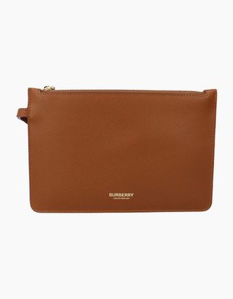 Burberry Womens Burberry Double Faced Pouch - Tawny Brown
