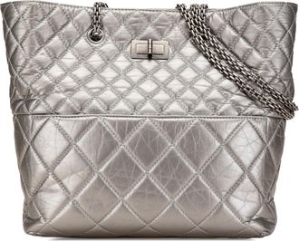 Chanel Pre-owned Womens Quilted Tote Bag - Silver Leather - One Size