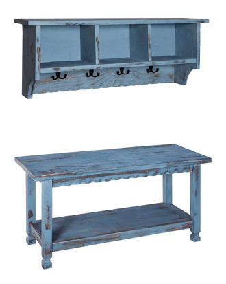 Alaterre Country Cottage Coat Hooks And Bench Set