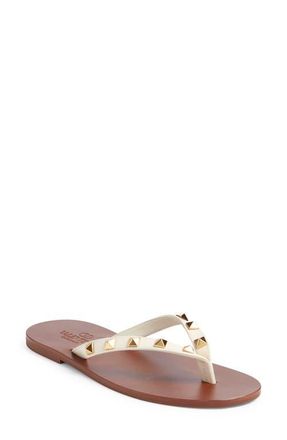 Valentino Garavani Rockstud Flip Flop in Ivory at Nordstrom, Size 10.5Us