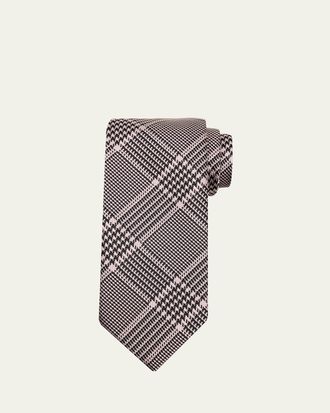 Tom Ford Mens Prince of Wales Grid Check Silk Tie
