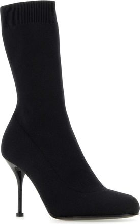 Alexander McQueen Womens Black Stretch Nylon Ankle Boots Stivali