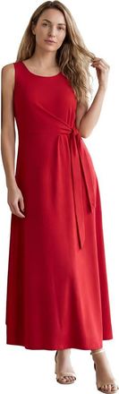 Jessica London Stretch Cotton Side Tie Maxi Dress in Raspberry at Nordstrom, Size Medium