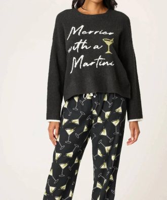 PJ Salvage Merrier With A Martini Sweater In Black