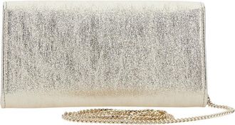 Jimmy Choo London Womens Clutch Pouch Emmie Metallic Leather-Blend Lamb Bags