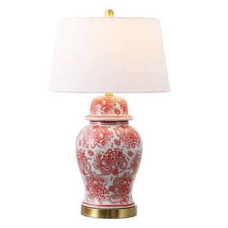 Jonathan Y Designs Ellis Chinoiserie Ceramic LED Table Lamp in Red/white at Nordstrom