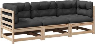 vidaXL Set De Sof&aacute;s De Jard&iacute;n 3 Pzas Con Cojines Madera Maciza De Pino Vidaxl