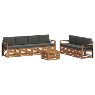 vidaXL Juegos De Sof&aacute;s Con Coj&iacute;n 8 Pcs Natural Y Antracita Vidaxl