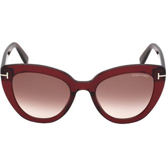 Tom Ford Izzi 53mm Cat Eye Sunglasses in Shiny Red /Brown Mirror at Nordstrom Rack